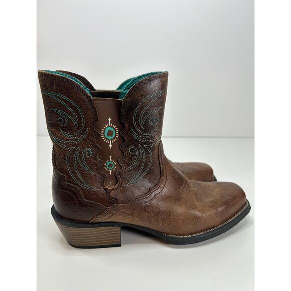 Justin Boots L9514 Womens Chellie Ankle Boots Brown Turquoise Size 7B Western - Picture 5 of 10